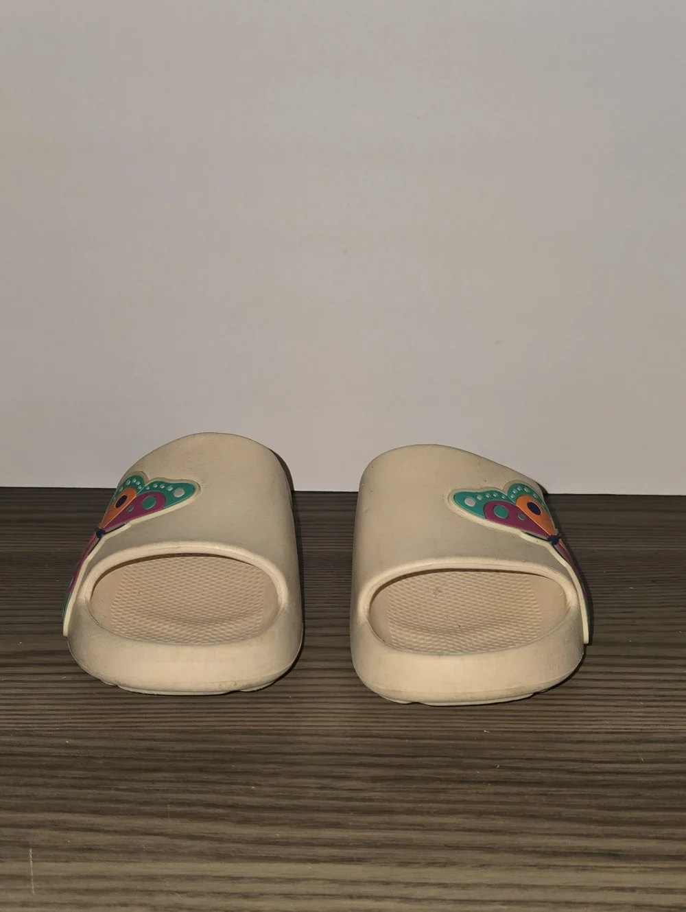 wonder nation Cream Slide Sandals with Multicolor Heart Accent #128
